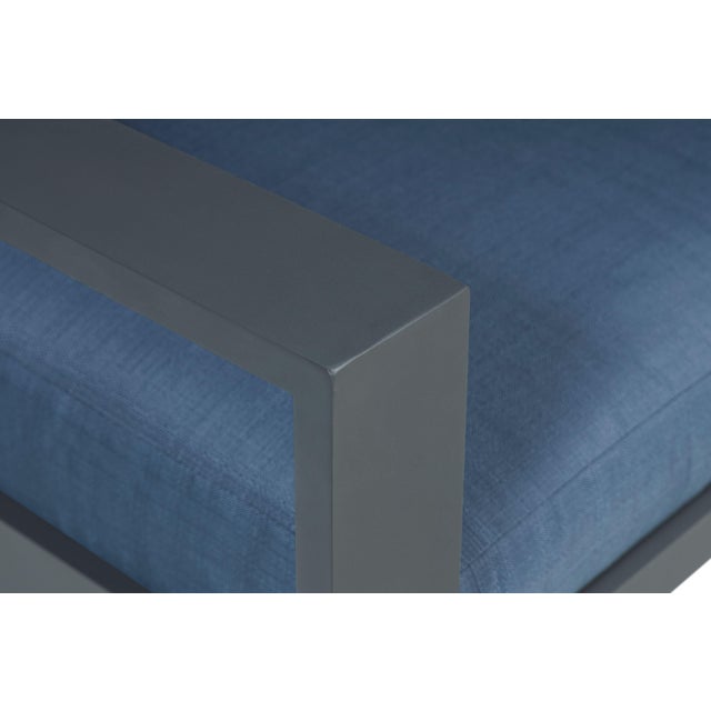 Sardinia Aluminum Frame Outdoor Sofa Set - Blue Cushions For Sale - Image 4 of 15