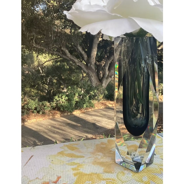 Dark Gray 1970s Murano Glass "Sommerso" Vase by Mandruzzato For Sale - Image 8 of 8