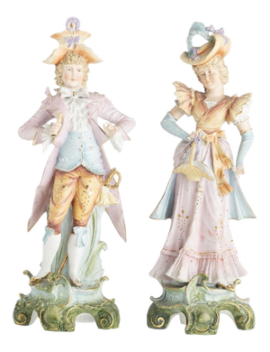19th Century Porcelain Gallant Figures, Set of 2