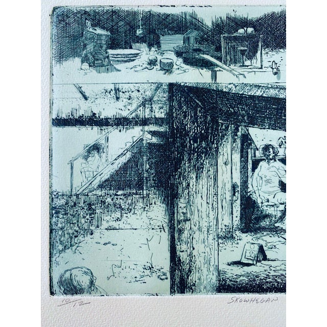 American Robert A. Birmelin, Skowhegan Exterior, American Modernist Abstract Etching For Sale - Image 3 of 5