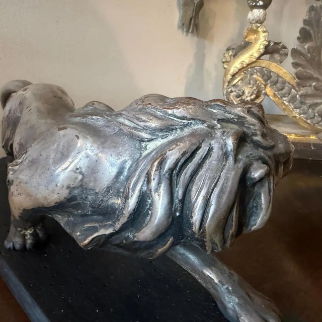 A 1940s Art Deco Silver Plate on Copper Italian Sculpture of a Roaring Lion For Sale - Image 11 of 16