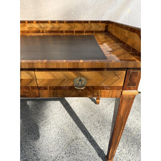 Wood Antique Marquetry Writing Desk in Walnut and Exotic Veneers, 1700s For Sale - Image 7 of 12
