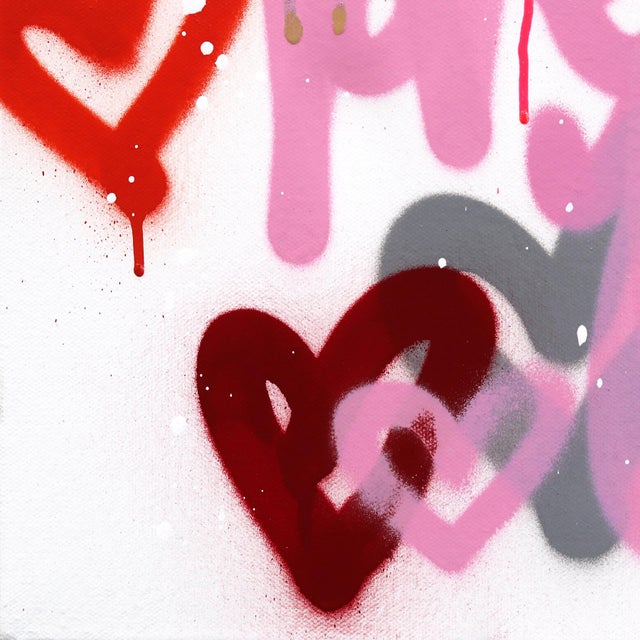 Sweet and Yummy - Pink Red Abstract Heart Graffiti Original Artwork by Amber Goldhammer For Sale - Image 4 of 9