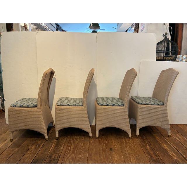 Lloyd Loom Woven Dining Chairs With Custom Kravet Cushions-Set of 4 For Sale - Image 14 of 18