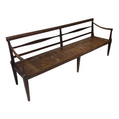 Large Antique Bench with Armrests For Sale