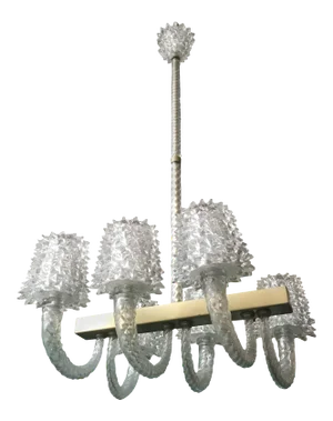 Vintage Murano Glass Chandelier W/ Rostrato Glass by Barovier E Toso, 1950s