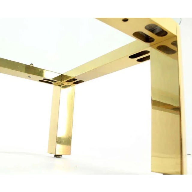 Mid-Century Modern Pace Collection Floating Glass-Top and Brass Base Coffee Table For Sale - Image 6 of 7