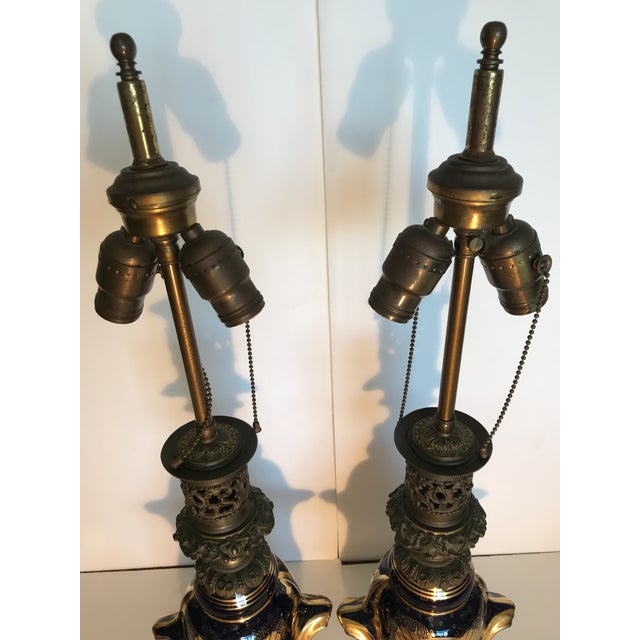 Blue Antique French Bayeux Porcelain Table Lamps - a Pair For Sale - Image 8 of 15