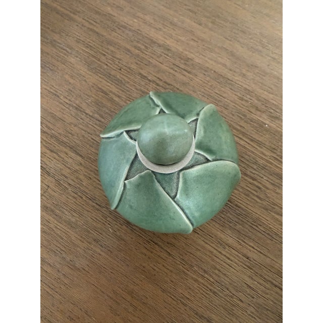 Green Handcrafted Studio Pottery Bottle W/Stopper For Sale - Image 8 of 8