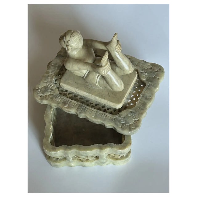 Art Deco Rare, Ooak, Soapstone, Yogi, Trinket Box For Sale - Image 3 of 7
