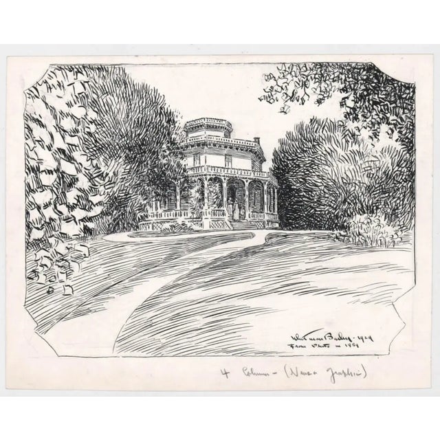 Whitman Bailey (1884-1954) drawing of an octagon house in Stamford, Connecticut. Signed and dated' inscribed "from photo...