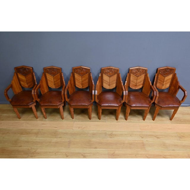 Wood Vintage Art Deco Armchairs, 1910, Set of 6 For Sale - Image 7 of 18