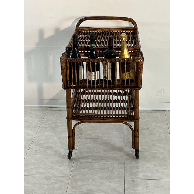 Vintage Italian Bamboo Bar Trolley, 1950s For Sale - Image 15 of 17