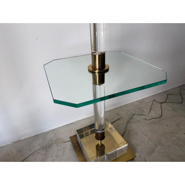 1980s Italian Vintage Lucite & Brass Floor Lamps – A Pair For Sale - Image 16 of 18
