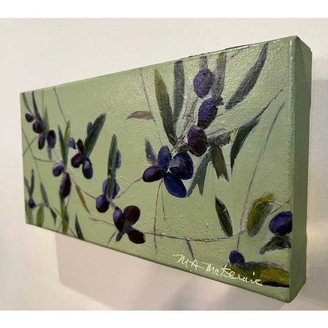 Impressionist "On the Other Hand" Contemporary Impressionist Still Life of Olive Branches in Purple and Green by Mill Valley Artist Mary Anne McKernie For Sale - Image 3 of 9