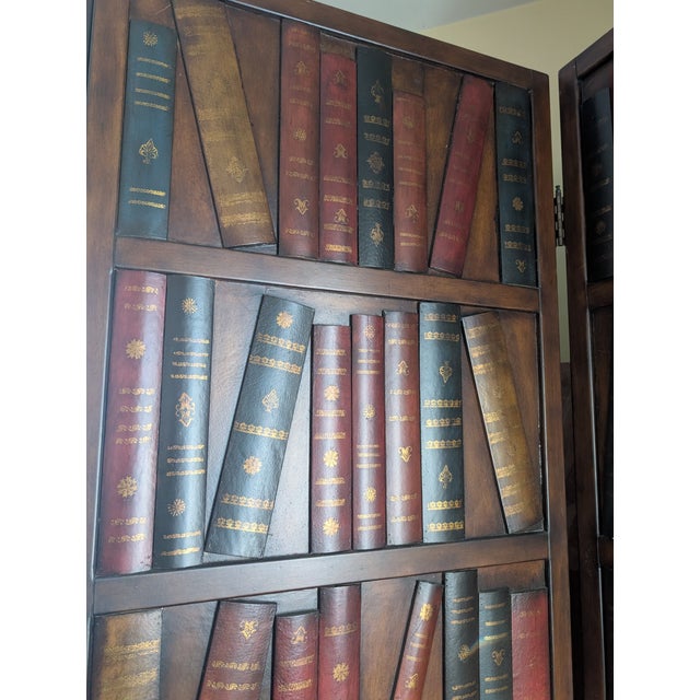 Maitland Smith Style Leather Book Screen Room Divider For Sale - Image 14 of 14