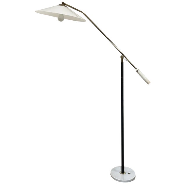 Mid-Century Floor Lamp with Brass Arm and Mechanics from Stilux, 1960s For Sale