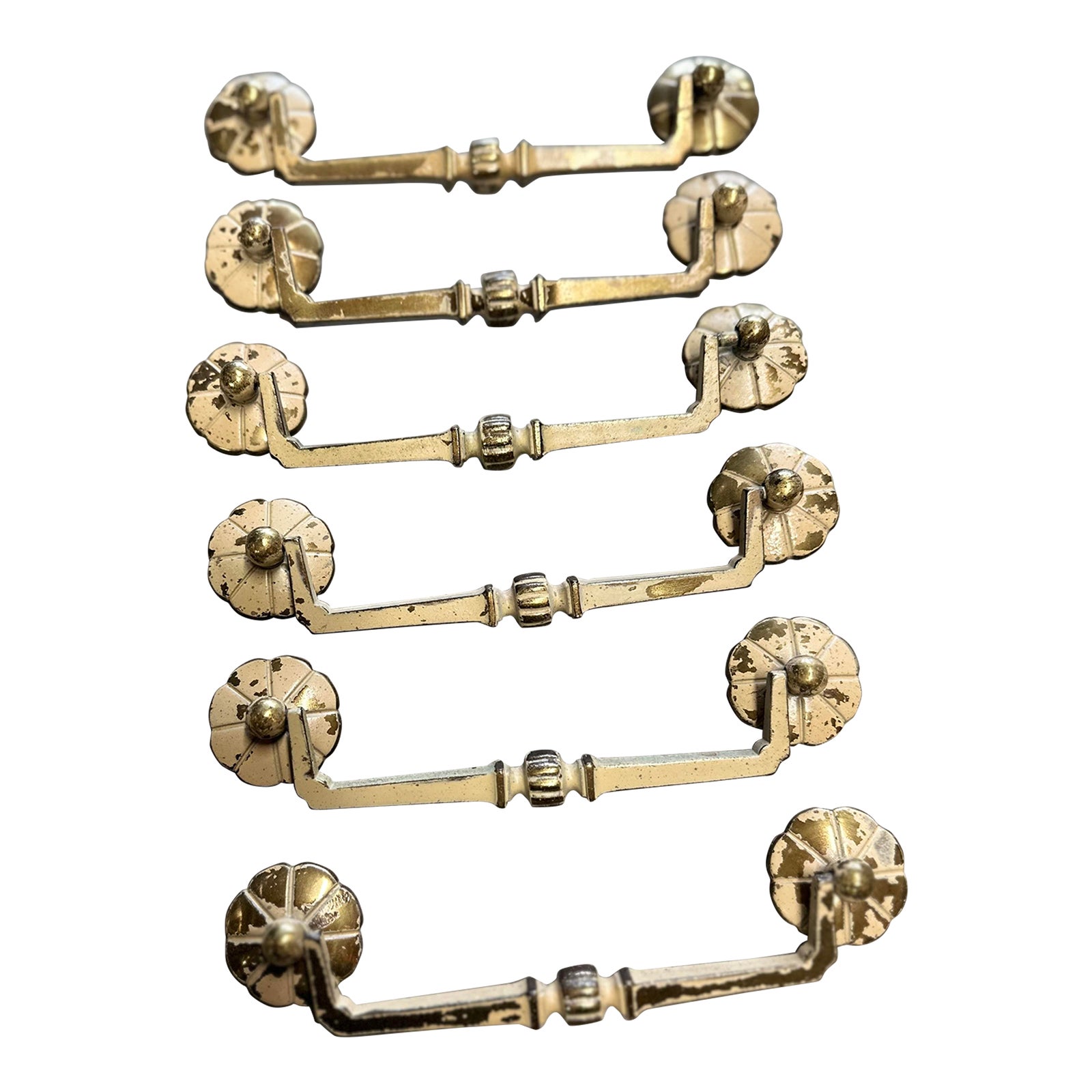 Mid 20th Century Thomasville Brass and Ivory Finish Drop Pull Handles