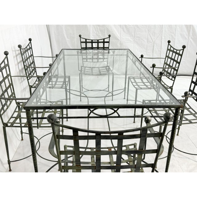 Metal 1970s Mario Papperzini for Salterini Iron Patio Dining Set, 6 Chairs & Matching Table, Attributed For Sale - Image 7 of 18