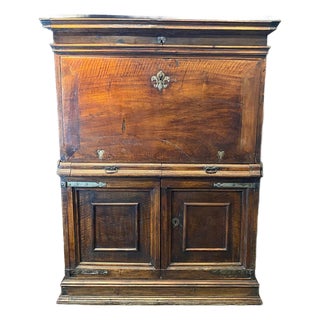 18th C Spanish Baroque Walnut Bargueno or Fall Front Writing Desk For Sale