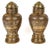 A pair of Anglo-Indian style brass table lamps featuring richly embossed urn form bodies with intricate geometric,...