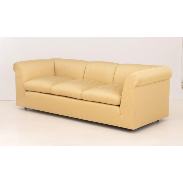 Modern Golden Silk Blend Upholstered Sofa For Sale - Image 4 of 7