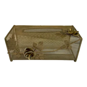 Hollywood Regency Gold Metal Mesh Tissue Box Cover