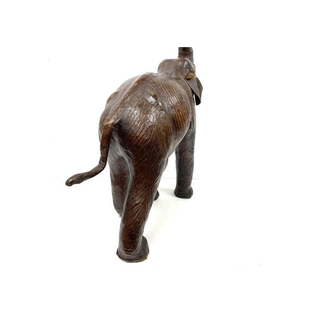 Mid Century Striding Leather Elephant For Sale - Image 4 of 12