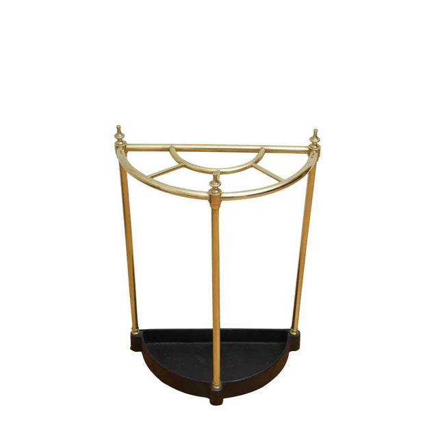 Black English Brass Demi Lune Stick Stand, 1960s For Sale - Image 8 of 8
