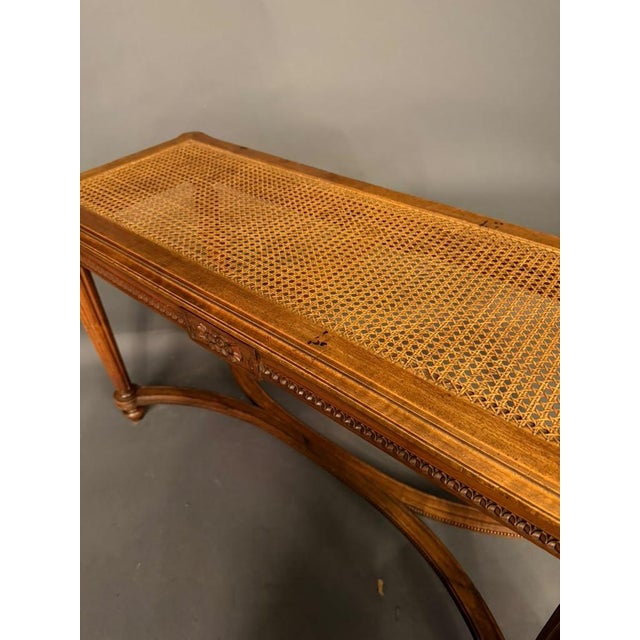 19th Century French Louis XVI Style Carved Walnut and Cane Bench, Circa 1880 For Sale - Image 13 of 13