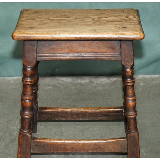 Wood 17th Century English Oak Joint Stool with Turned Legs For Sale - Image 7 of 18