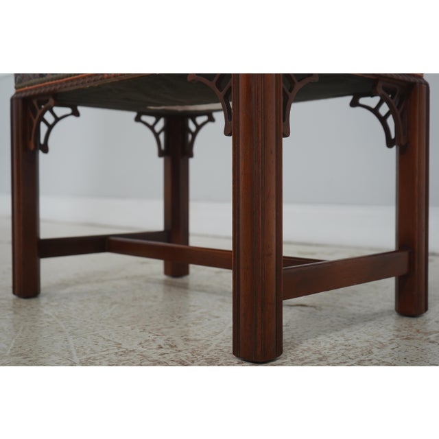 1980s Hickory Chair Chippendale Mahogany Ottoman Stool For Sale - Image 5 of 15