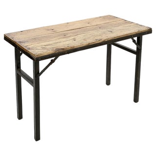 Folding Table in Metal & Teak For Sale