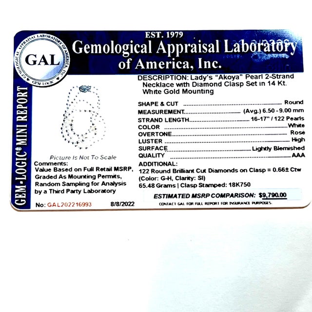 Akoya Pearl Diamond Necklace 14k W Gold 0.66 TCW Certified For Sale In New York - Image 6 of 8