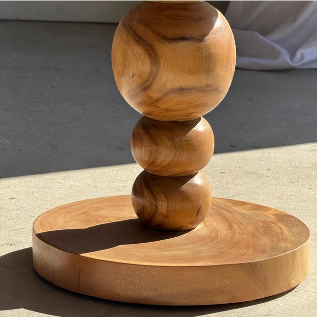 Coffee Table in Suar Wood with Central Pedestal Base and Spheres For Sale - Image 10 of 13