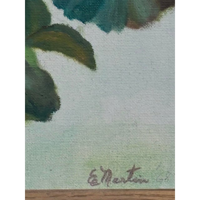 Wood Signed Midcentury Geranium Painting, Framed For Sale - Image 7 of 9
