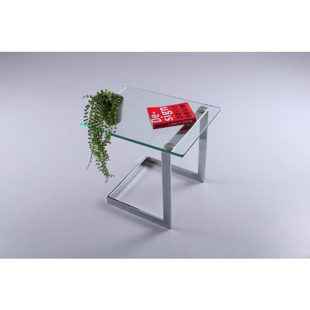 Vintage Cantilever Side Table in Chrome and Glass from Gebra, 1980s For Sale - Image 9 of 15