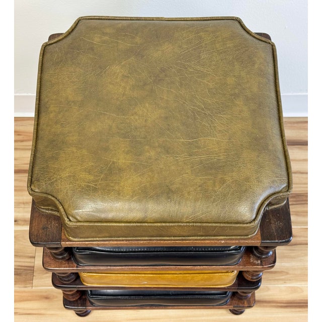 Mid 20th Century Vintage Turned Wood Ethan Allen Stacking Stools, Set of 4 For Sale - Image 5 of 9