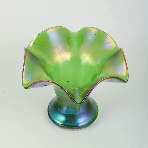 Bohemia, attributed to Loetz. Green glass vase with iridescent surface. Ca. 1900 Mouth-blown green glass vase with...