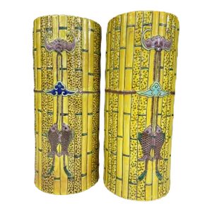 Chinese Porcelain Bamboo Vases a Pair