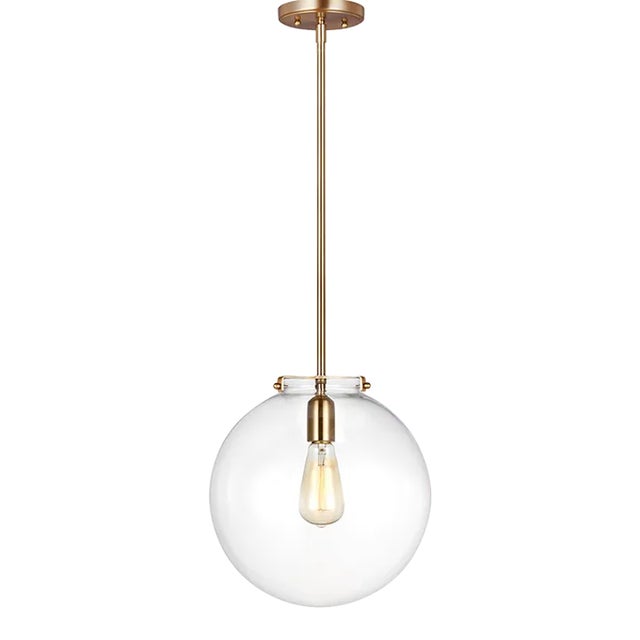 Thomas O'Brien By Visual Comfort Studio Kate 1-Light Sphere Pendant in Satin Brass For Sale