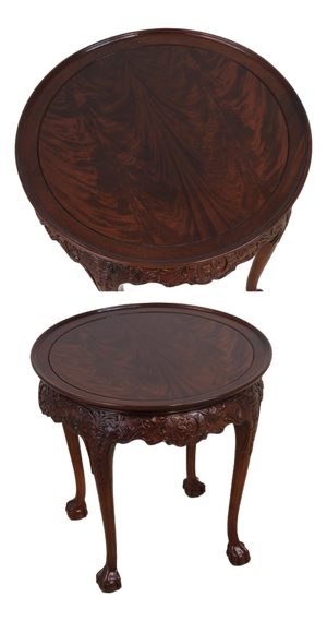 Chippendale Flame Mahogany Round Parlor Table