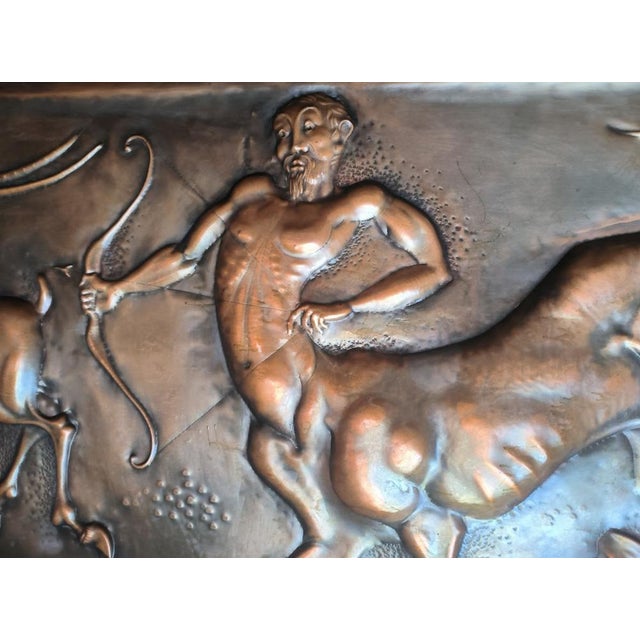 1960s Decorative Panel with Centaur on the Hunt in Embossed Copper by Cellini, Italy, 1969 For Sale - Image 5 of 6