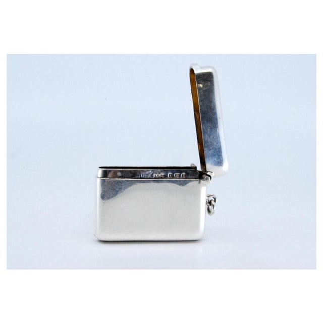 Plain Silver Matchbox with Hinged Lid and Hanging Ring For Sale - Image 5 of 10
