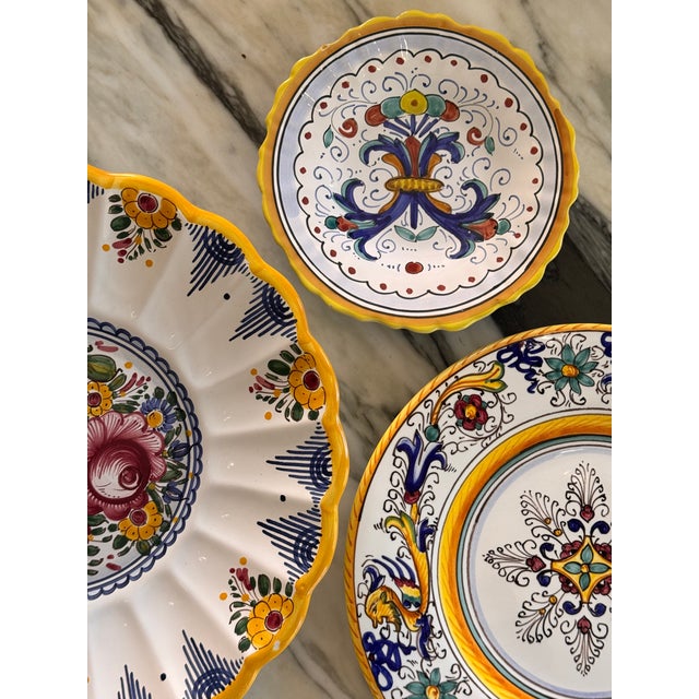 Late 20th Century Italian Grotesque & Floral Motif Vintage Plate Collection - Set of 6 For Sale - Image 5 of 11