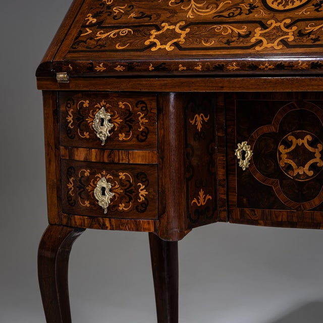 Antique Baroque Fall-Front Secretaire with Marquetry Surface, 1700s For Sale - Image 9 of 18