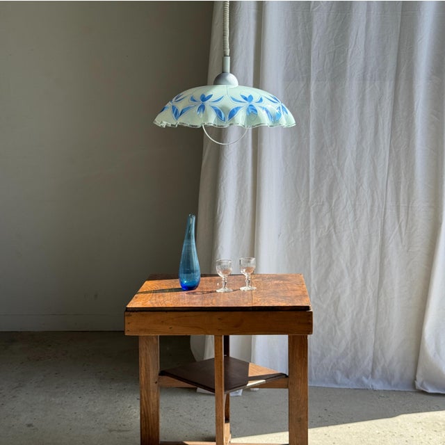 Vintage Pendant Light in White and Blue Glass with Wavy Edge, 1980s For Sale - Image 6 of 18
