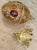Burnt Orange Pierre Lorren Handmade Faberge Egg Style Trinket Fabergé Egg Style Austrian Crystal Diamond Pure Gold Deco Hand Painted 5 Star Egg & Handmade Bracelet For Sale - Image 8 of 9