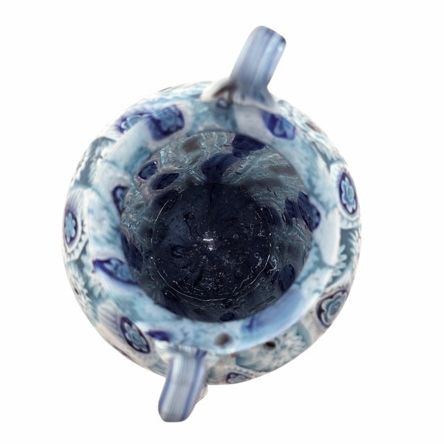1900 - 1909 Antique Fratelli Toso Murano Matte Millefiori Murrine Handled Vase 6" For Sale - Image 5 of 15