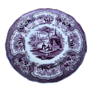 A Antique Staffordshire "Palestine" Purple Transfer Decorated Plate, 1830’s